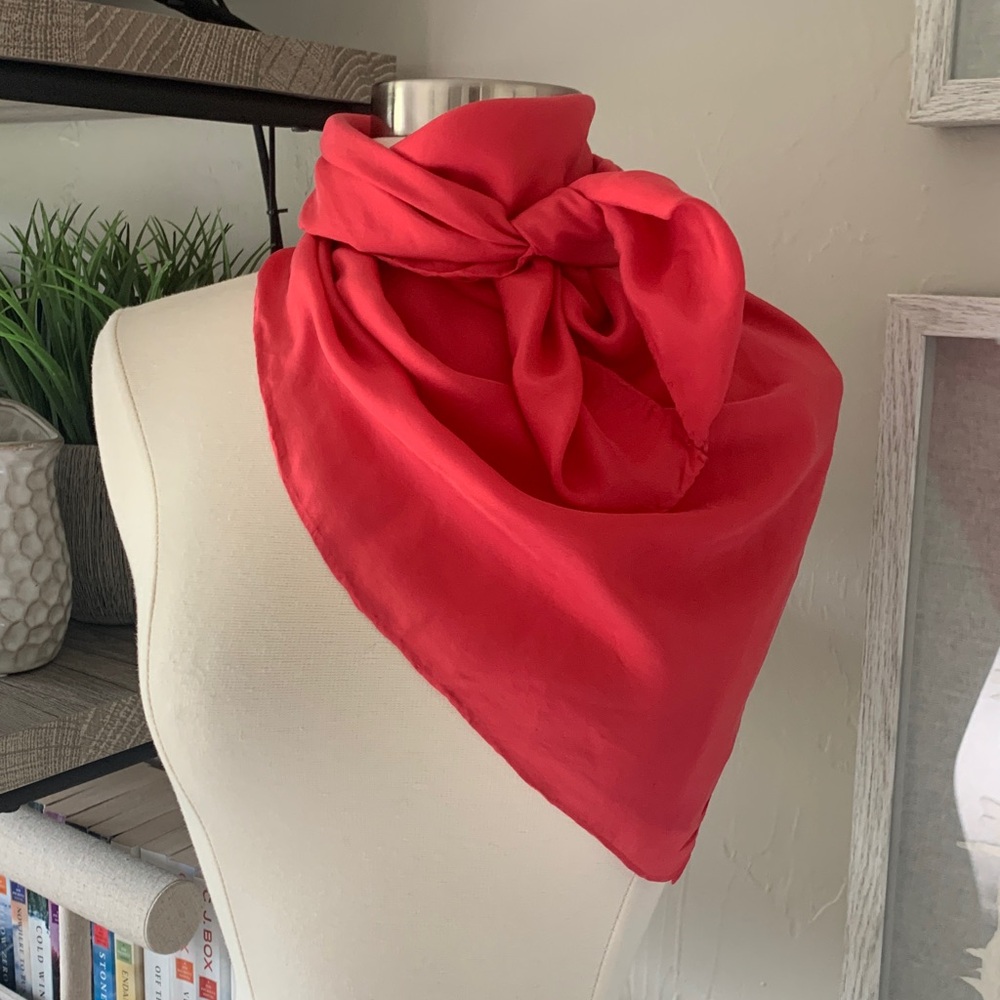 Pinkish Red Solid Silk Scarf - image 2